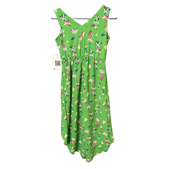 Girls Green Floral Hi-Low Sundress Size 7 Sleeveless‎ V Neck Summer Casual - Picture 3 of 8